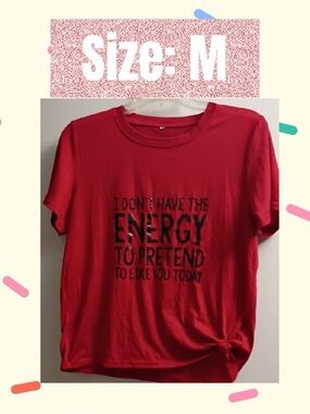 Red Graphic Tee with Bold Black Text